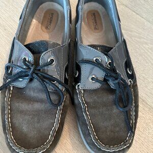 Sperry Top Sider Black/Gray Boat Shoes, Size 10